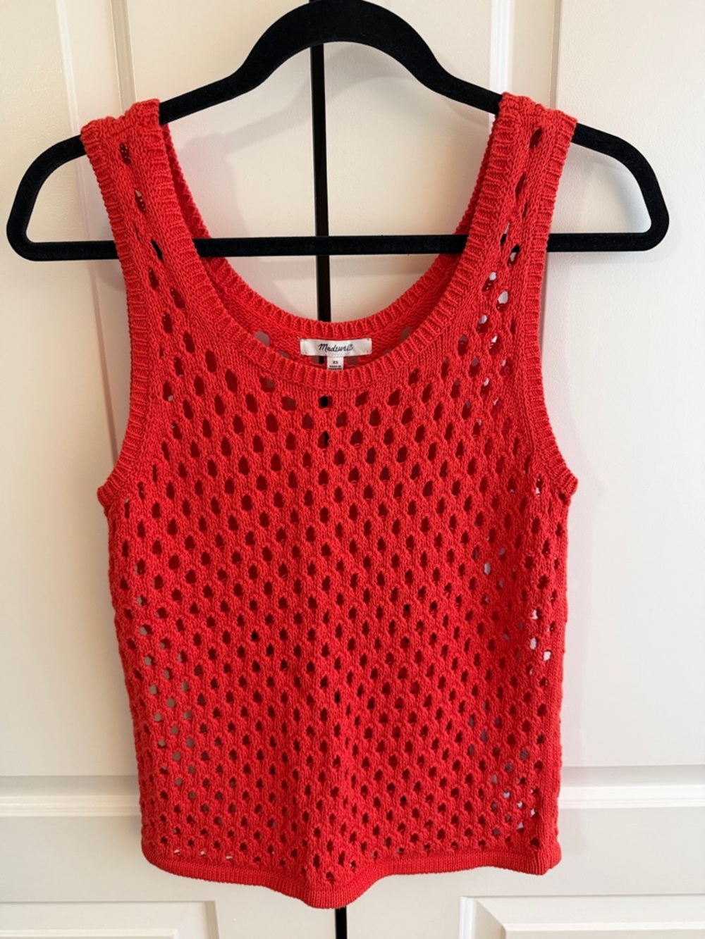 Madewell Red Open-Knit Tank Top